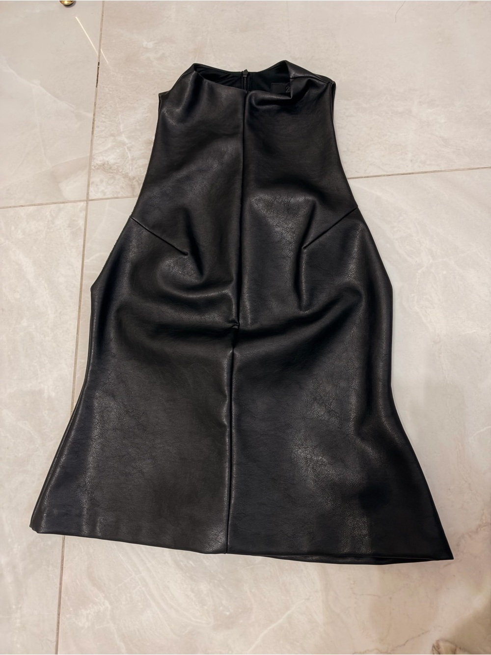 Zara Black Faux Leather sleeveless top